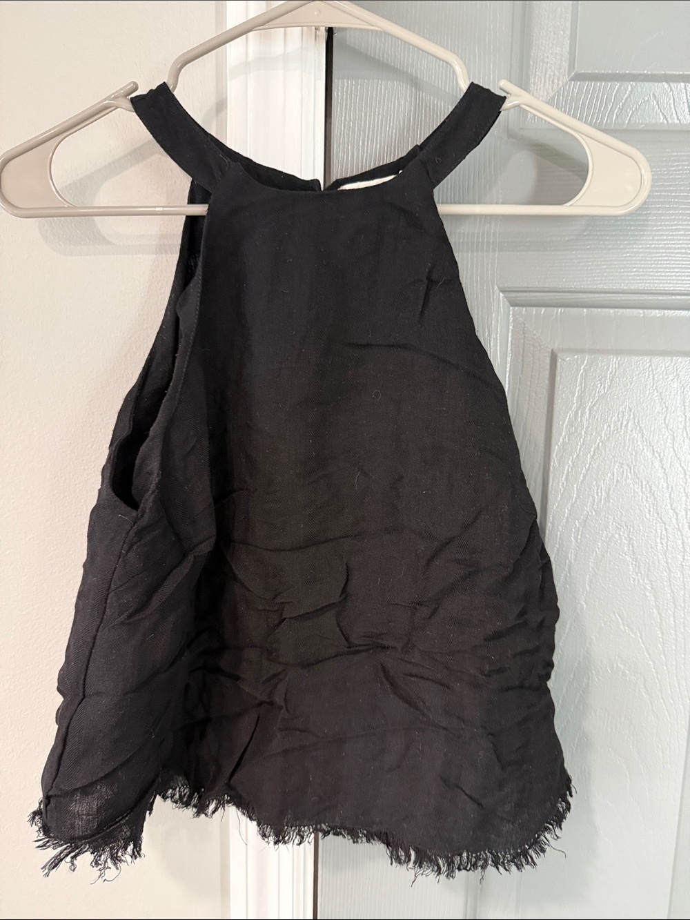 Altard State Black Halter Fringe Crop Top